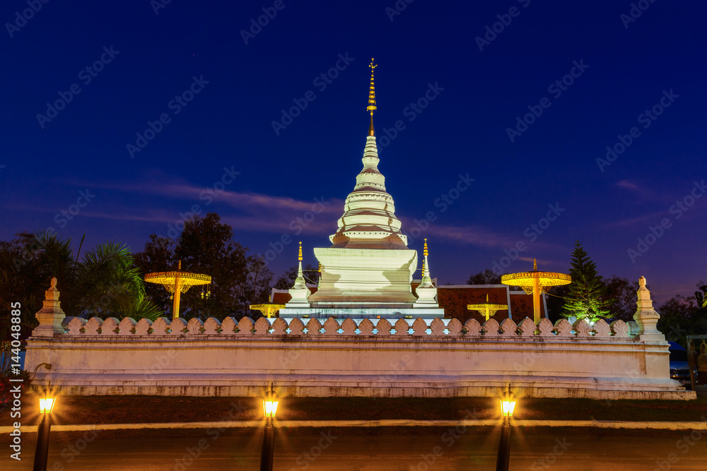 Fototapeta premium Beautiful white Pagoda in twilight time.