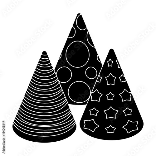 Caps in the form of cones for party.Party and parties single icon in black style vector symbol stock illustration. photo