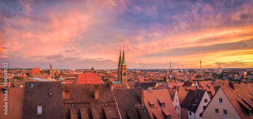 Nürnberg city panorama at sunset, Bavaria, Germany photo