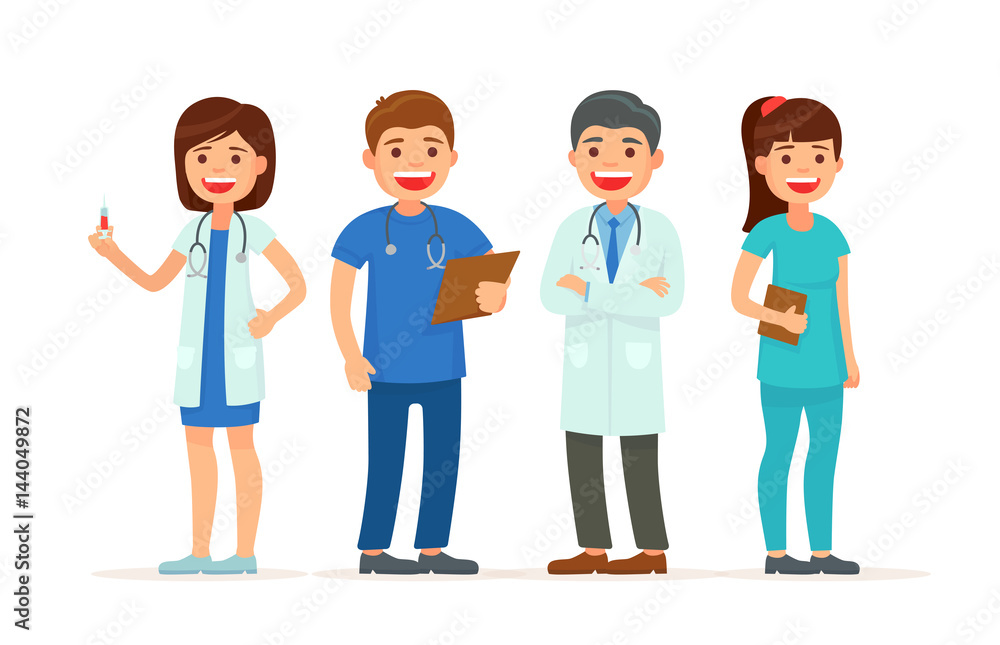 Set cute doctor. Team doctors. Vector illustration in cartoon style Set cute doctor. Team doctors. Vector illustration in cartoon style