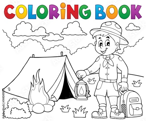 Coloring book scout boy theme 4