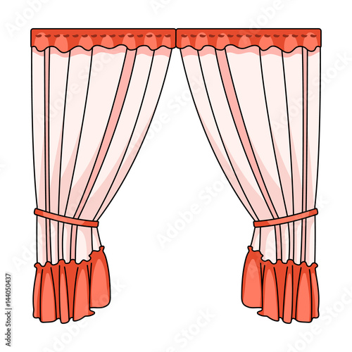 Curtains with drapery on the cornice.Curtains single icon in cartoon style vector symbol stock illustration web.