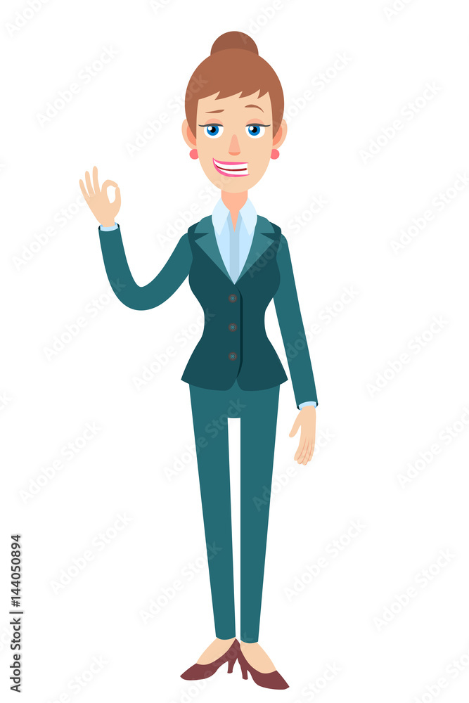 Businesswoman showing a okay hand sign
