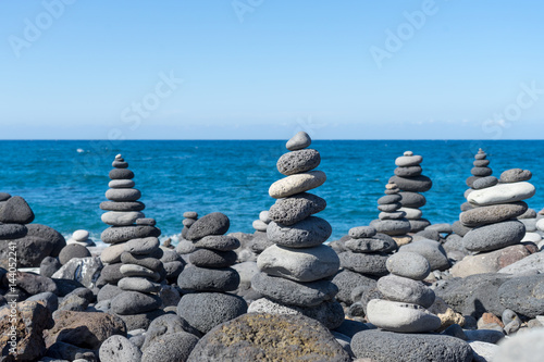 Stacked stones / Stacked lava stones at the Atlantic 