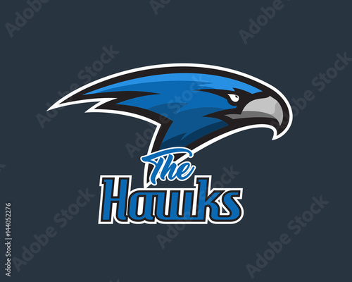 Vector falcon head sports logo illustration. Mascot, T-shirt, sticker, label design.
