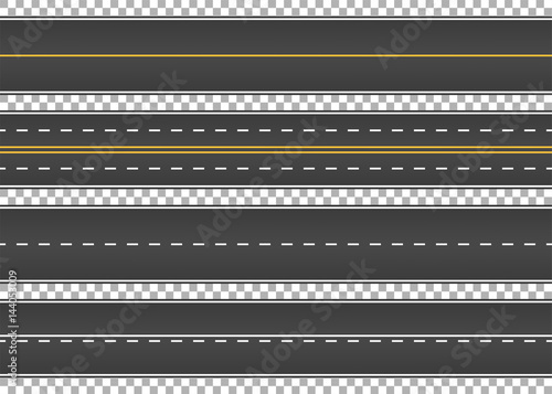 Road, street with asphalt. Highway. Way for transport. Isolated.Speedway.Vector illustration.
