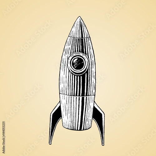 Ink Sketch of a Rocket with White Fill photo