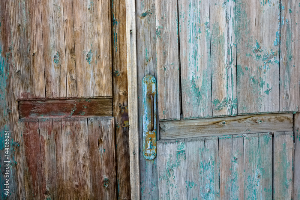 Close up of old metal door handle