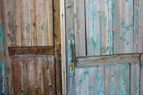 Close up of old metal door handle