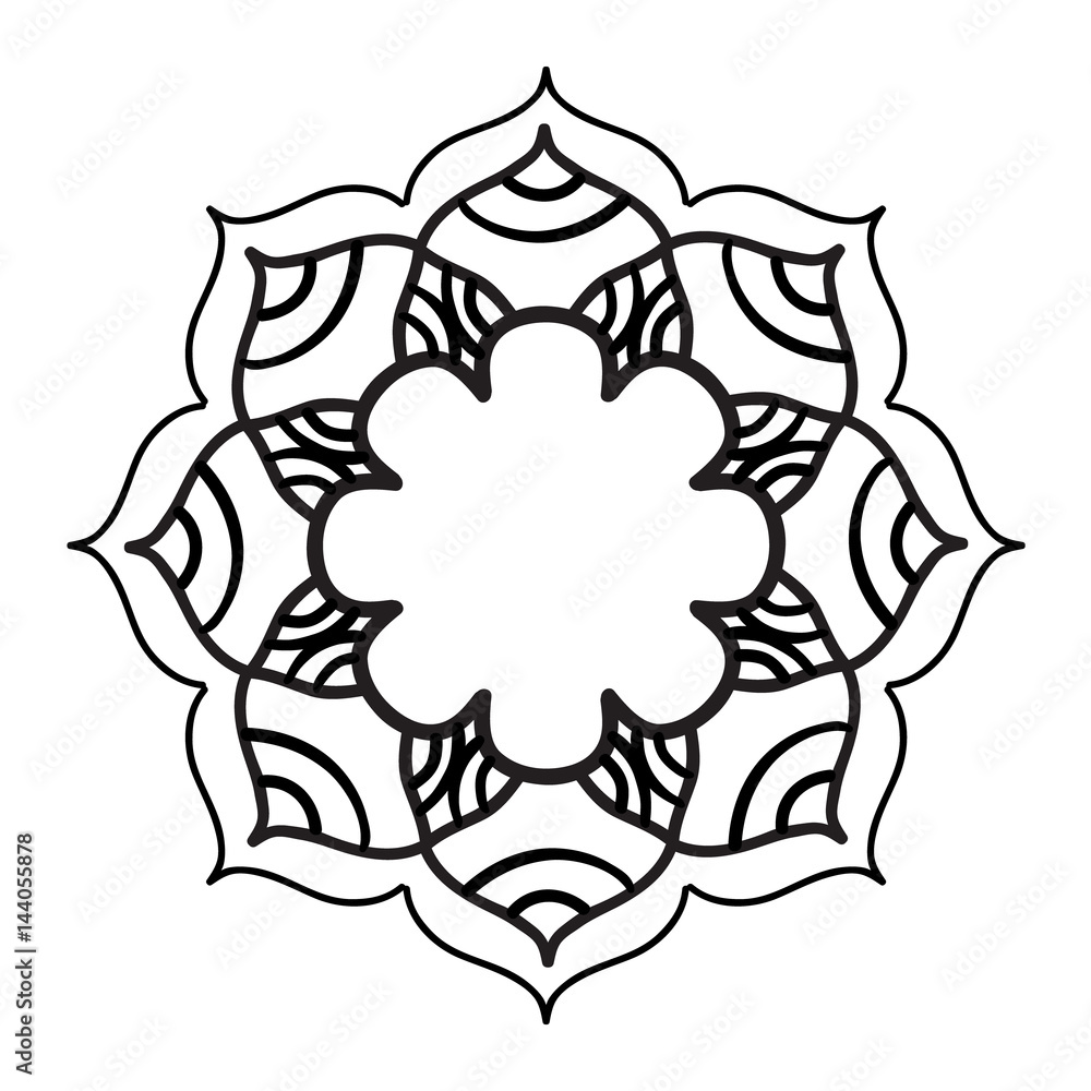Mandala ornament. Round template. Decorative element  can be used for greeting card, wedding invitation, yoga poster, coloring book.. Doodle emblem.