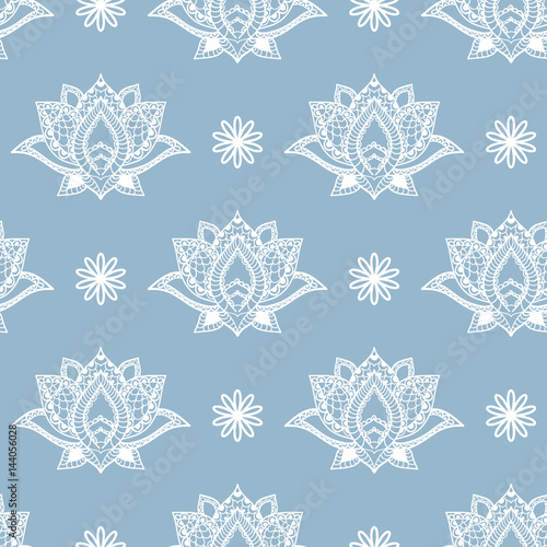 Lotus seamless pattern. Floral background. Oriental ornament.