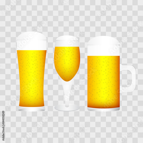 illustration of set of glasses with different type of glasses isolated on transparent checkered, vector illustration.