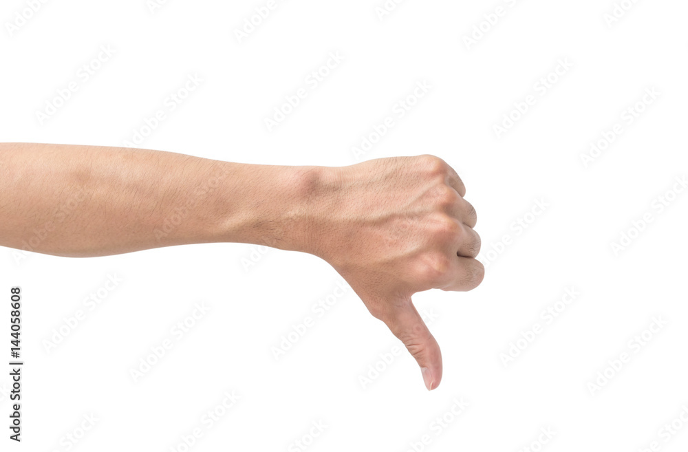 Thumb down hand sign isolated on white background Thumb down hand sign isolated on white background
