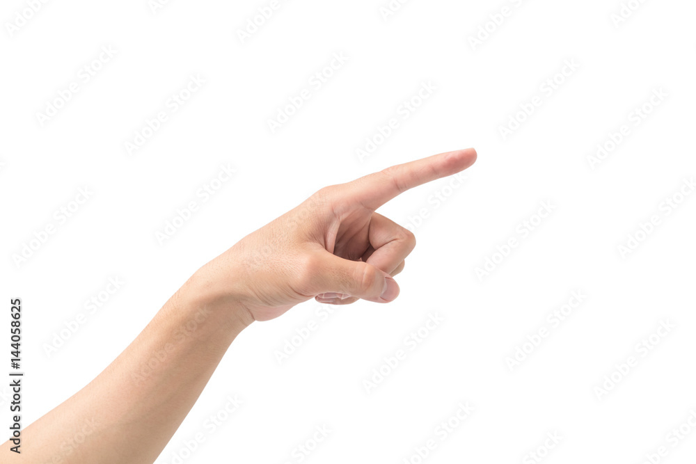 Man hand pointing isolated on white background Man hand pointing isolated on white background