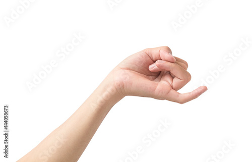 Obraz na plátne Hand making pinkie promise sign with little finger isolated white background