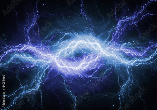 Blue lightning, abstract electrical background
