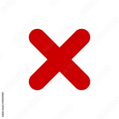 Red X mark icon. Cross symbol isolated on white background. Vector illustration