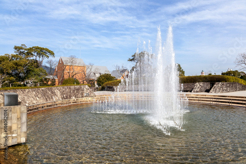 Obraz na płótnie Fountain in Nagasaki Peace Park, Japan. w salonie