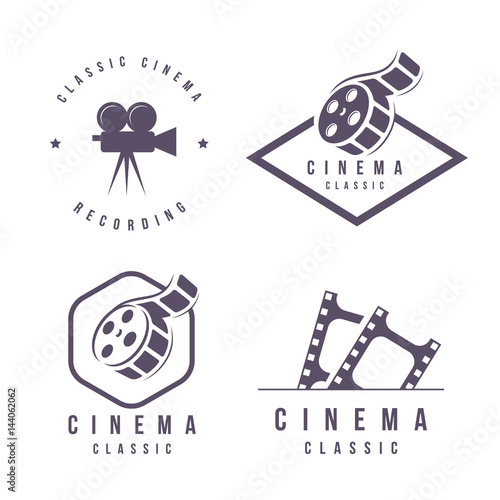 cinema labels emblem logo design element isolated on white background 