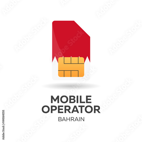 Bahrain mobile operator. SIM card with flag. Vector illustration.
