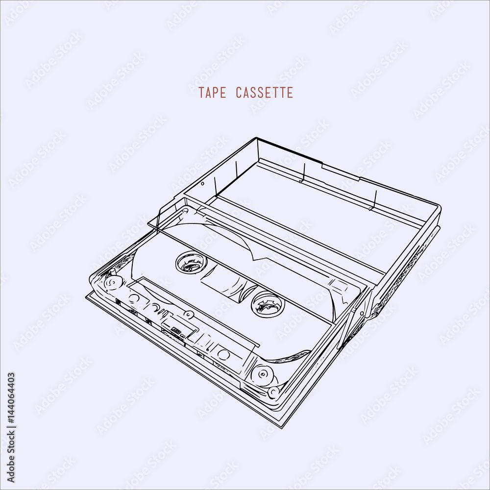 Fotografie vintage audio tape cassette, illustration vector.