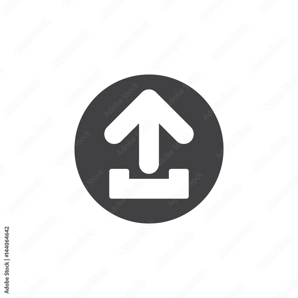 Upload flat icon. Round simple button, circular vector sign. Flat style design Upload flat icon. Round simple button, circular vector sign. Flat style design