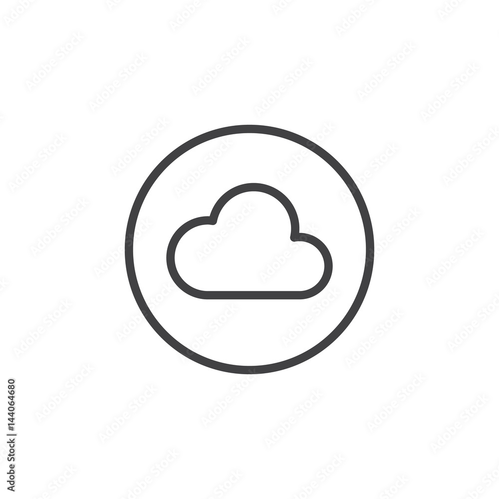 Cloud circular line icon. Round simple sign. Flat style vector symbol