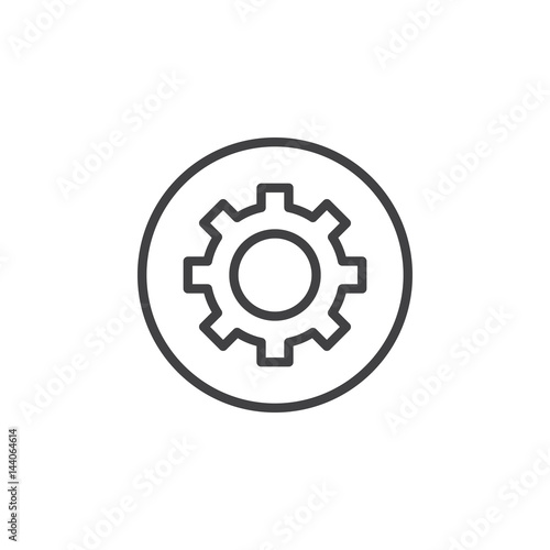 Gear, settings circular line icon. Round simple sign. Flat style vector symbol