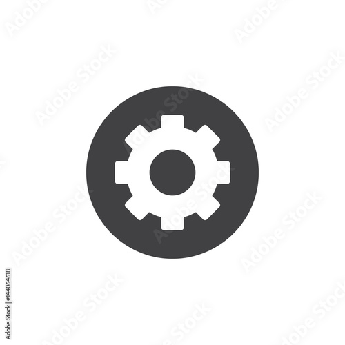 Gear, settings flat icon. Round simple button, circular vector sign. Flat style design
