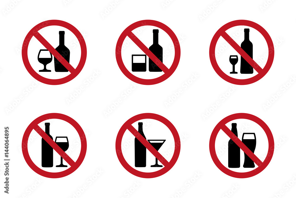 No alcohol icons set No alcohol icons set