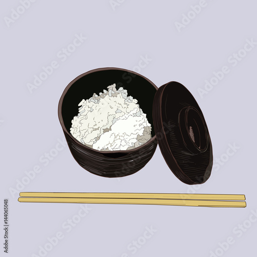 Vector illustration of a Rice Bowl and chopstick.