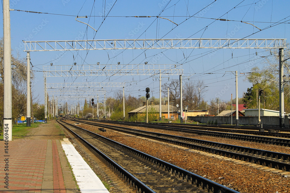 View on a railroad tracks