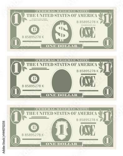 Usa banking currency, cash symbol 1 dollar bill. 