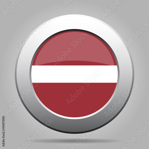 Free Download Flag of Latvia. Shiny metal gray round button. - GFXLoad