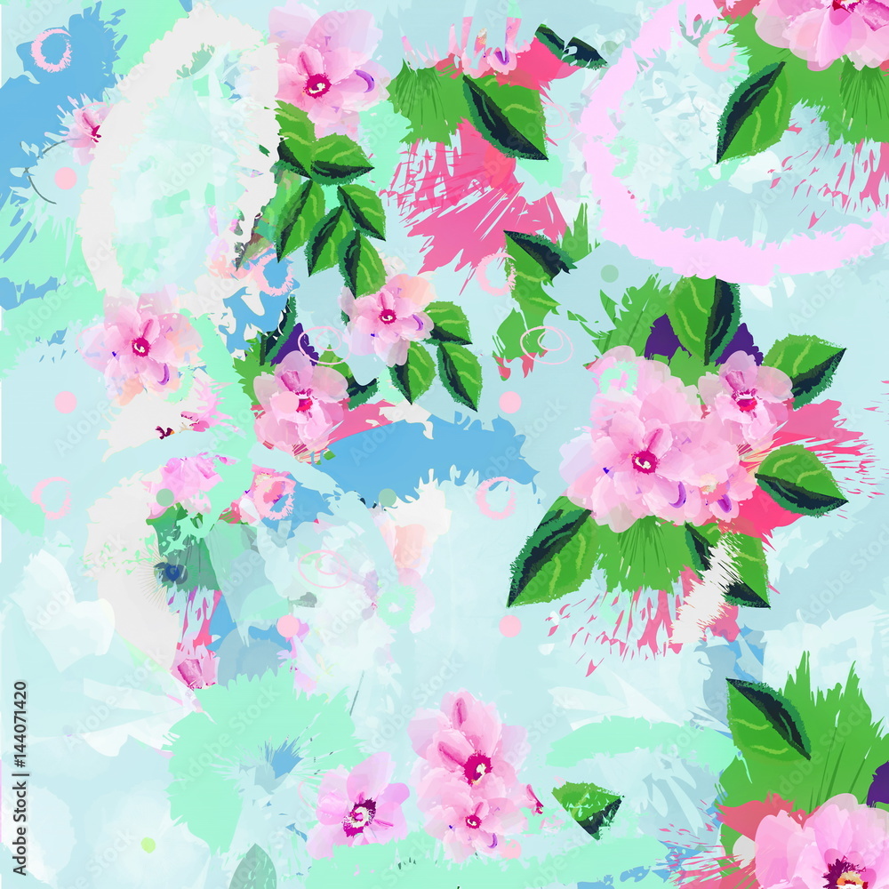 декоративный цветочный узор розовые цветы абстрактный фон 