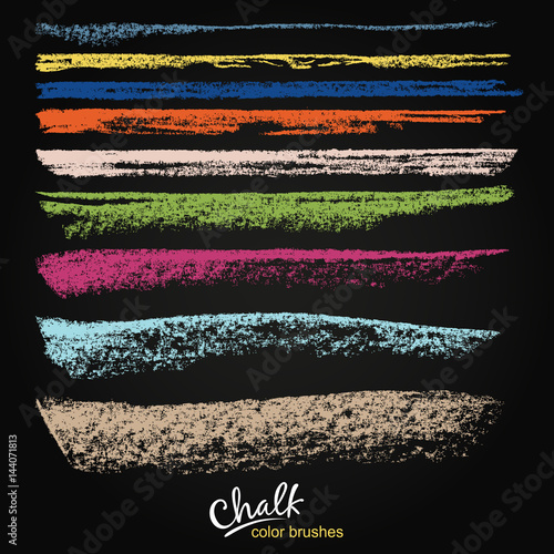 A set of vector brushstrokes. Chalk and charcoal. Paint spots. Grunge texture. A high resolution. Brushes are stored in the palette. Designed for registration of various design projects.