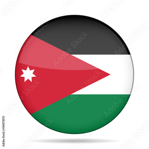 Flag of Jordan. Shiny round button. photo