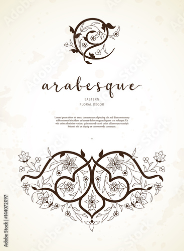 Canvas Print Vector vintage card in Eastern style.
