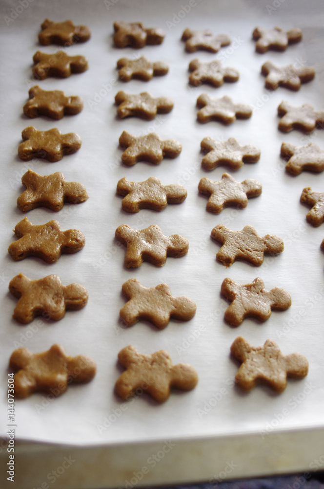 Tray of Gingerbread cookie shapes Tray of Gingerbread cookie shapes