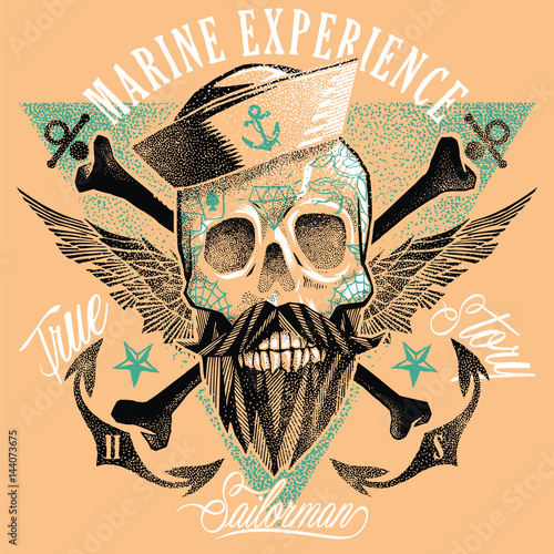 Hipster skull sailor