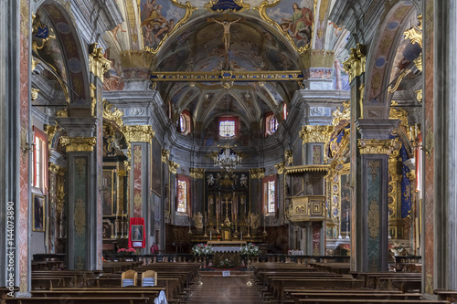 View of the altar of the church of Saint Giacomo and Cristoforo, Craveggia, Val Vigezzo, Piedmont, Italy. photo