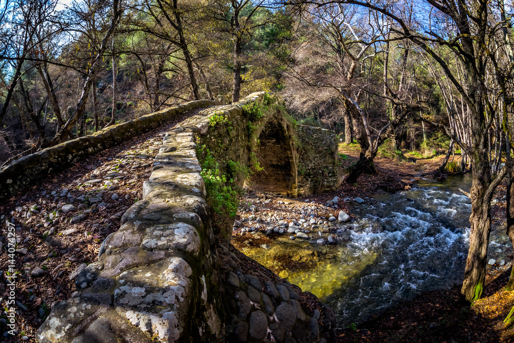 Tzelefos bridge, also known as Gefiri tou Tzelefou. Paphos District, Cyprus