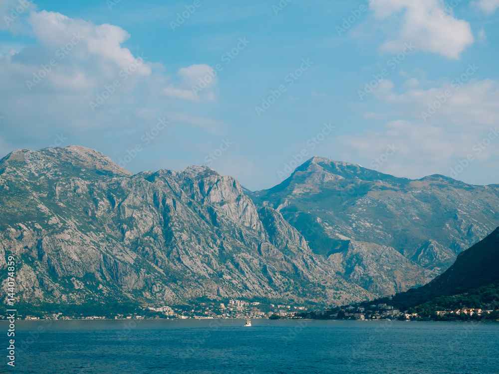 Kotor Bay in Montenegro. Mountains, canyons sea