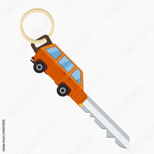 Editable Orange Car Shaped Key Vector Illustration Icon for Travel Transportation and Vehicle Reparation or Dealership Related Purposes