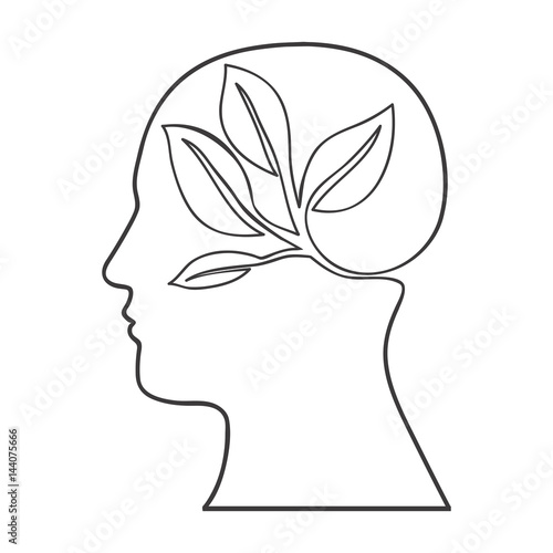 monochrome silhouette of human head with ecology in mind vector illustration