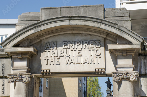 Entrance sign over door to Sir Oswold Stoll Foundation Hospital for war veterans Fulham