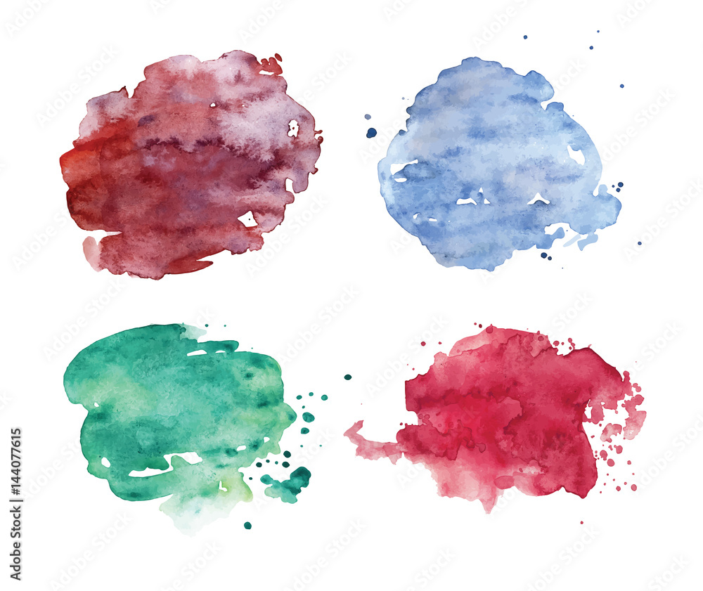 Watercolor spots set. Realistic colorful stains.