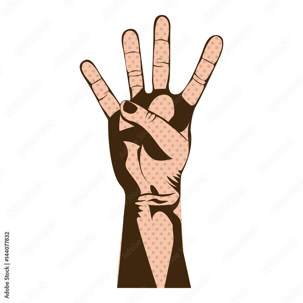 silhouette skin color hand with four fingers symbol vector illustration silhouette skin color hand with four fingers symbol vector illustration