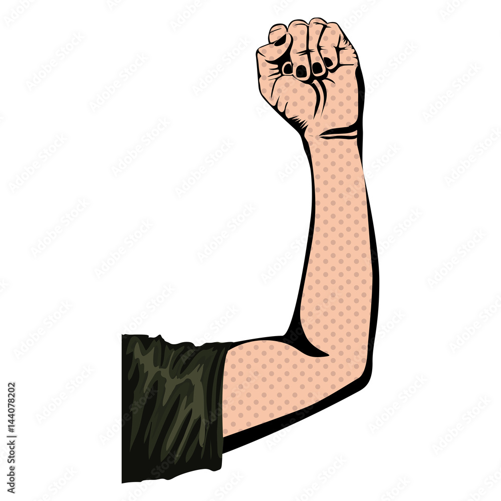 silhouette with arm up with closed fist vector illustration silhouette with arm up with closed fist vector illustration