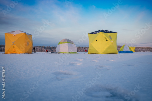 Tents on winter fishing